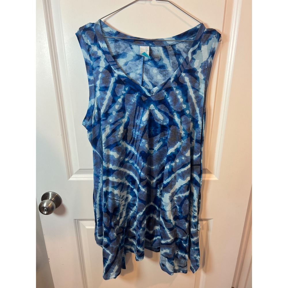 Beach Belle Womens Swim Cover Up Tie Dye Blue XL